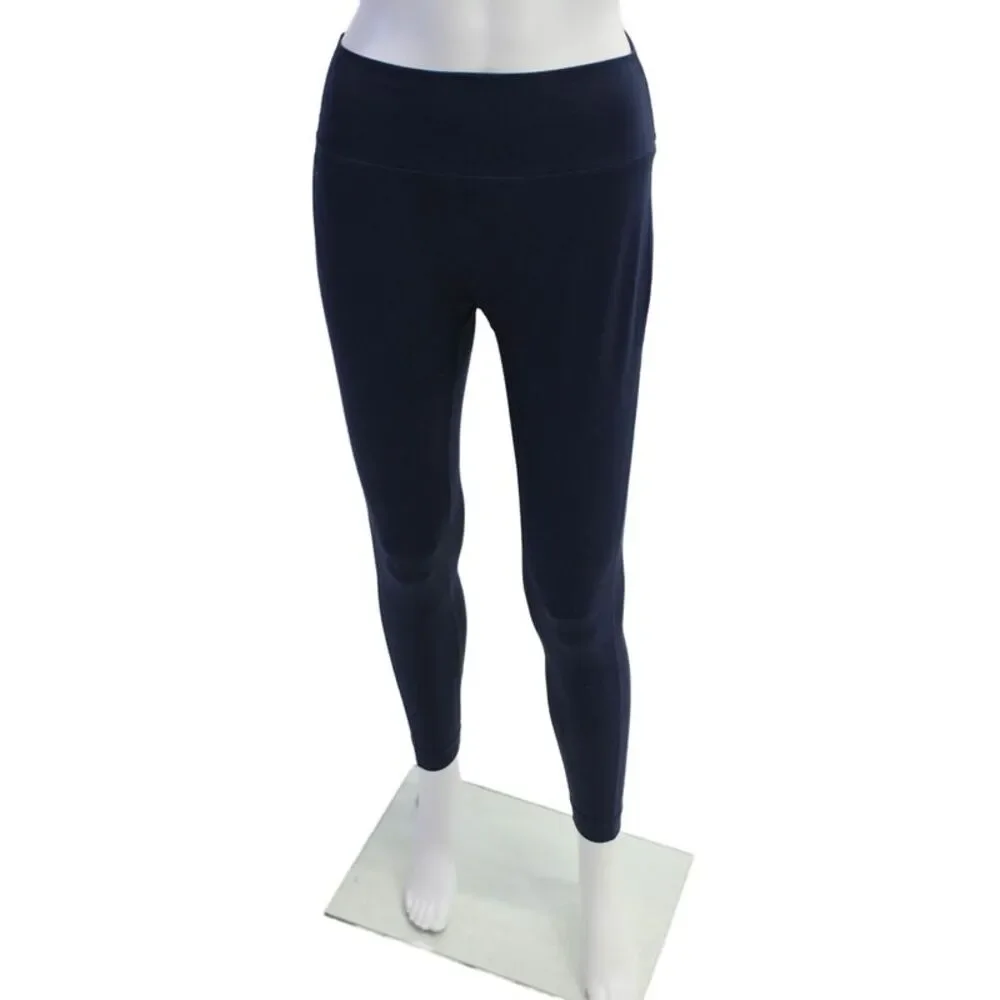 Set Active Womens Textured High Waisted Lined Leggings Navy Size L
